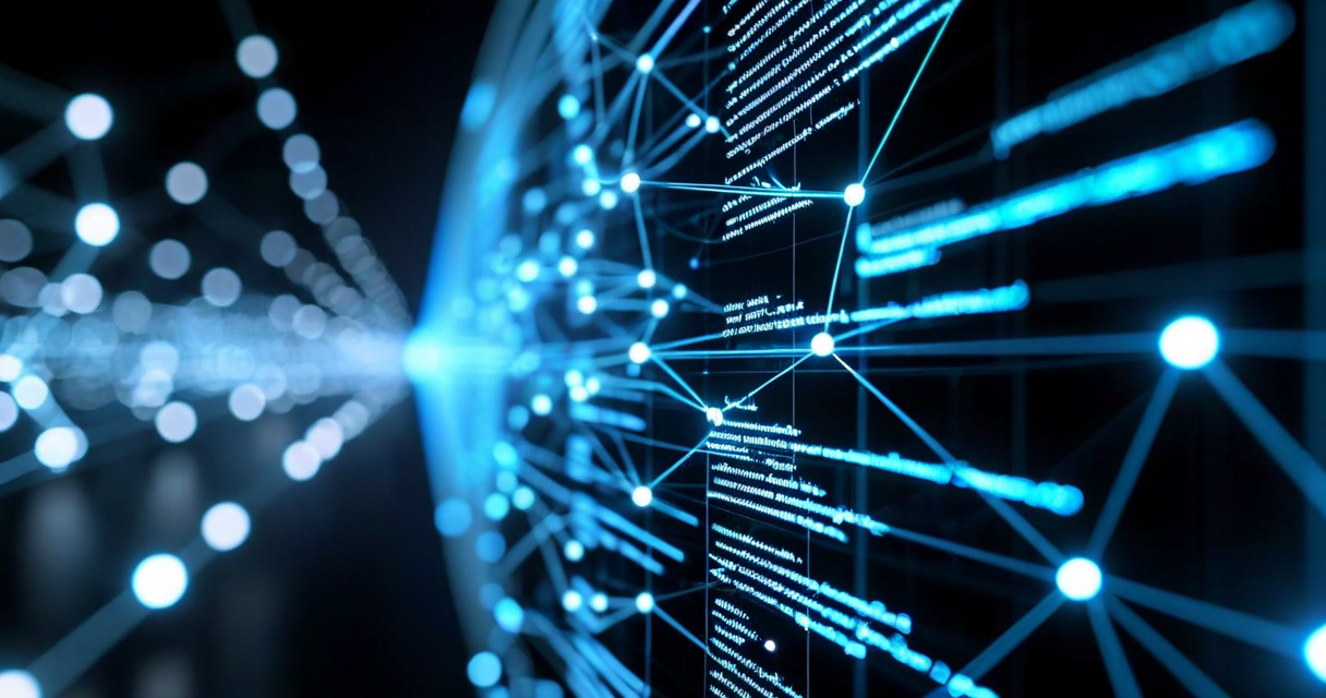 Abstract AI text processing visualization